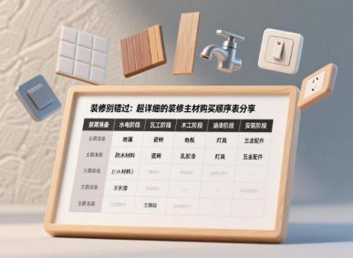 装修别错过：超详细的装修主材购买顺序表分享