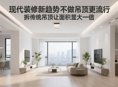 现代装修新趋势：不做吊顶更流行，拆传统吊顶让面积显大一倍