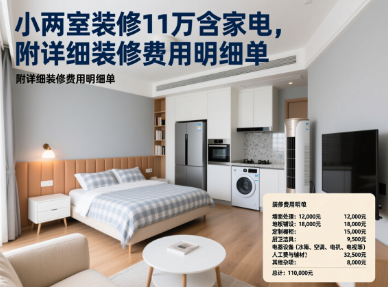 小两室装修11万含家电，附详细装修费用明细单